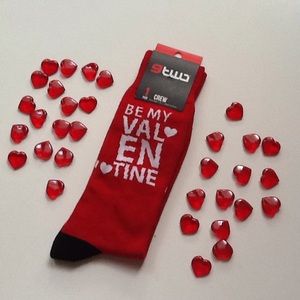 Be My Valentine Red and White Heart Socks NWT